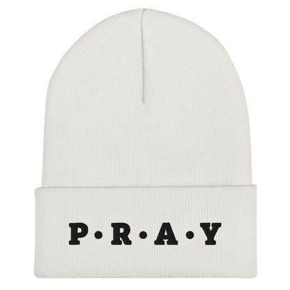 Pray Acrylic Cuffed Beanie - Black print