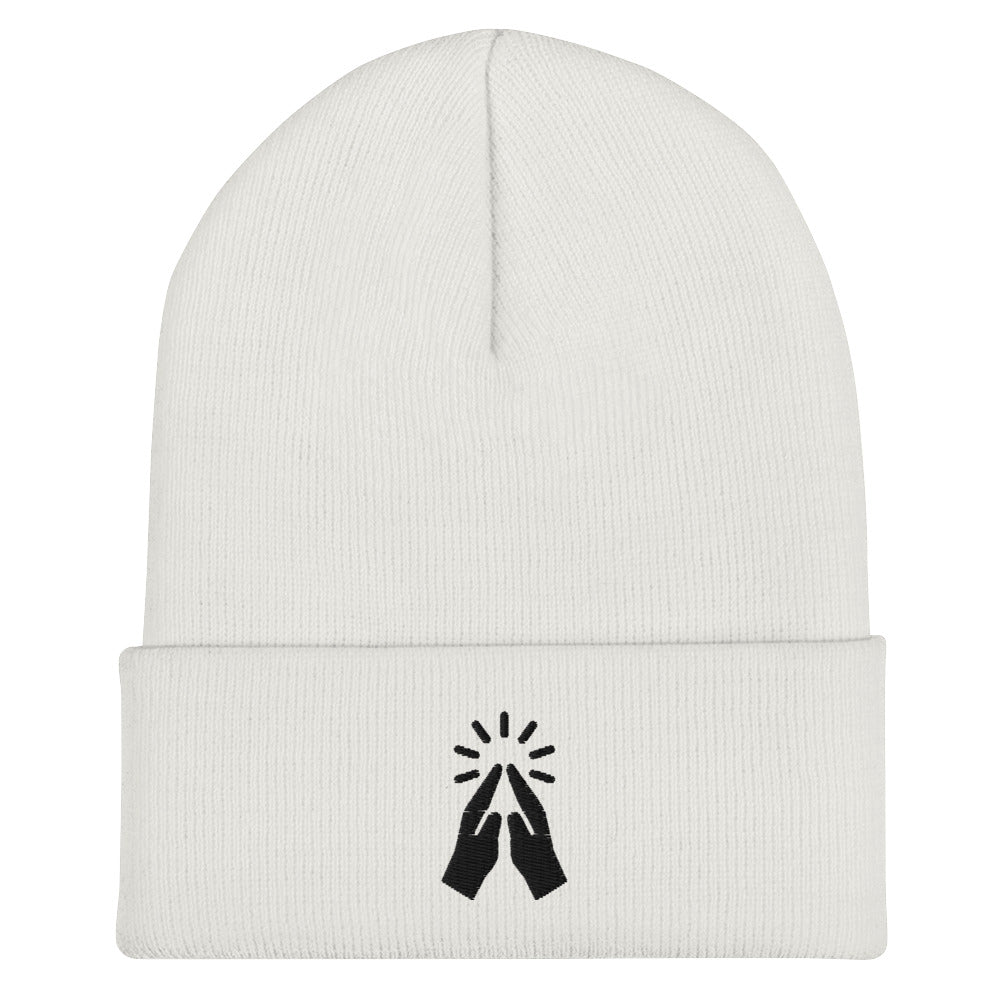 Praying Hands Acrylic Cuffed Beanie - Black print