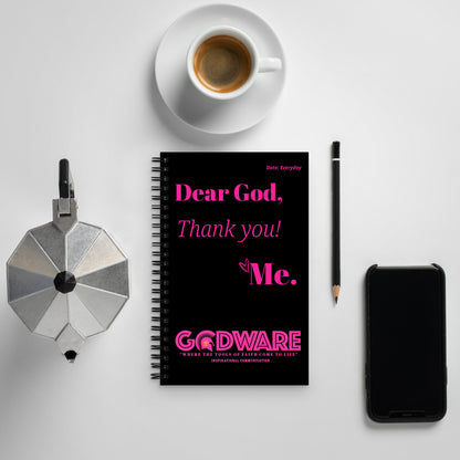 Dear God Spiral notebook - Hot Pink/Black