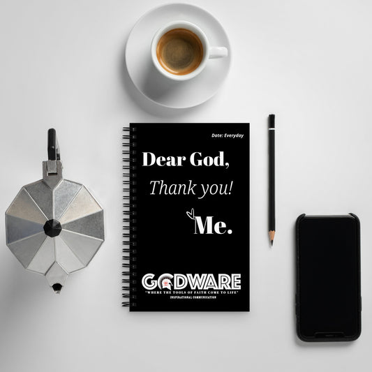 Dear God Black White Spiral Notebook | Christian Inspirational Journal 140 Pages