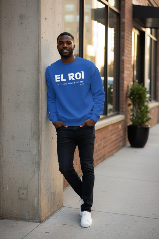 El Roi Royal Blue Sweatshirt – Male Lifestyle Mockup