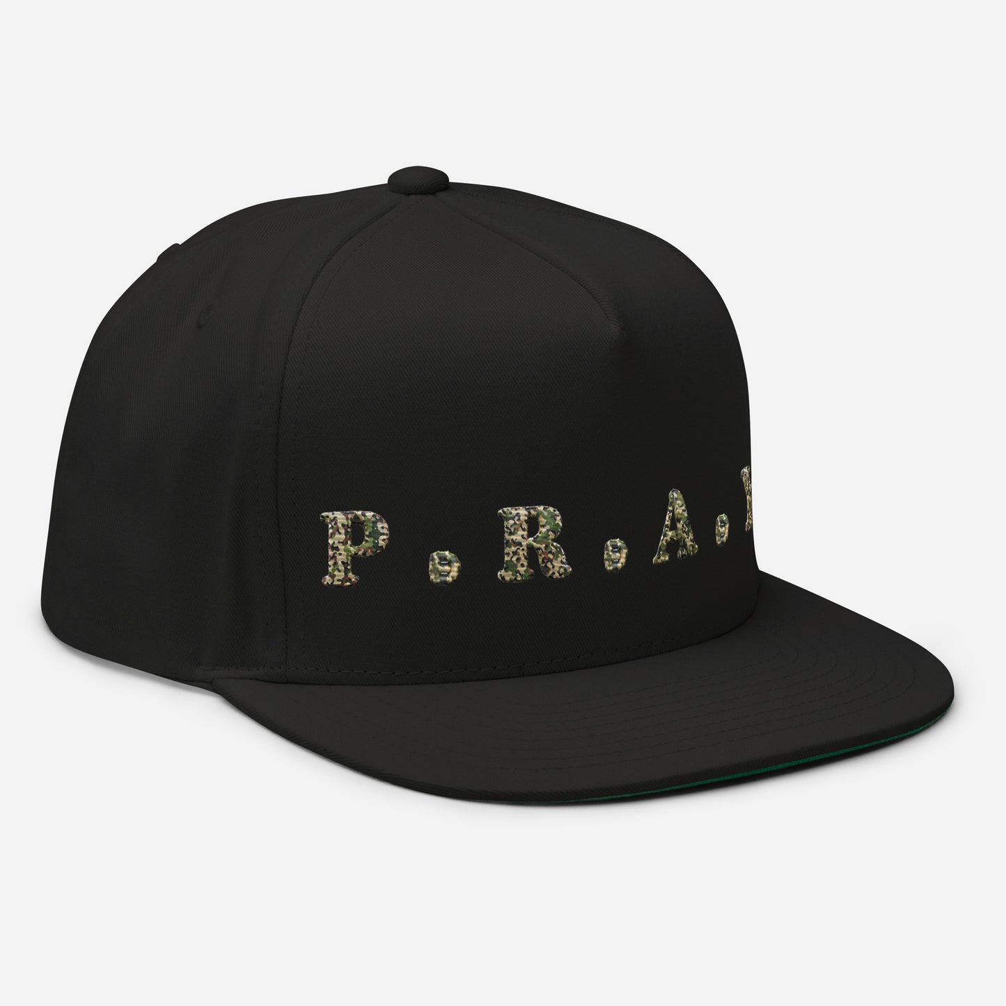 Pray Flat Bill Snapback Cap - Camo print