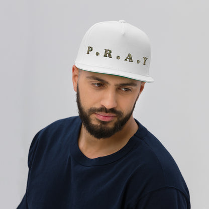 Pray Flat Bill Snapback Cap - Camo print