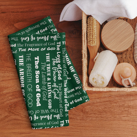 Attributes of God Hand towel - Forest/White