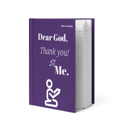 Dear God Christian Prayer Journal with purple hardcover and kneeling prayer figure design.