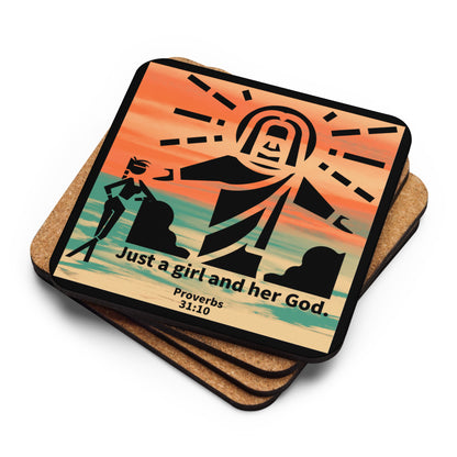 Just a Girl Cork-Back Coaster - Inspirational Faith Coaster | GodWare