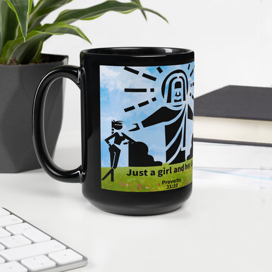 Just a Girl Black Glossy Mug