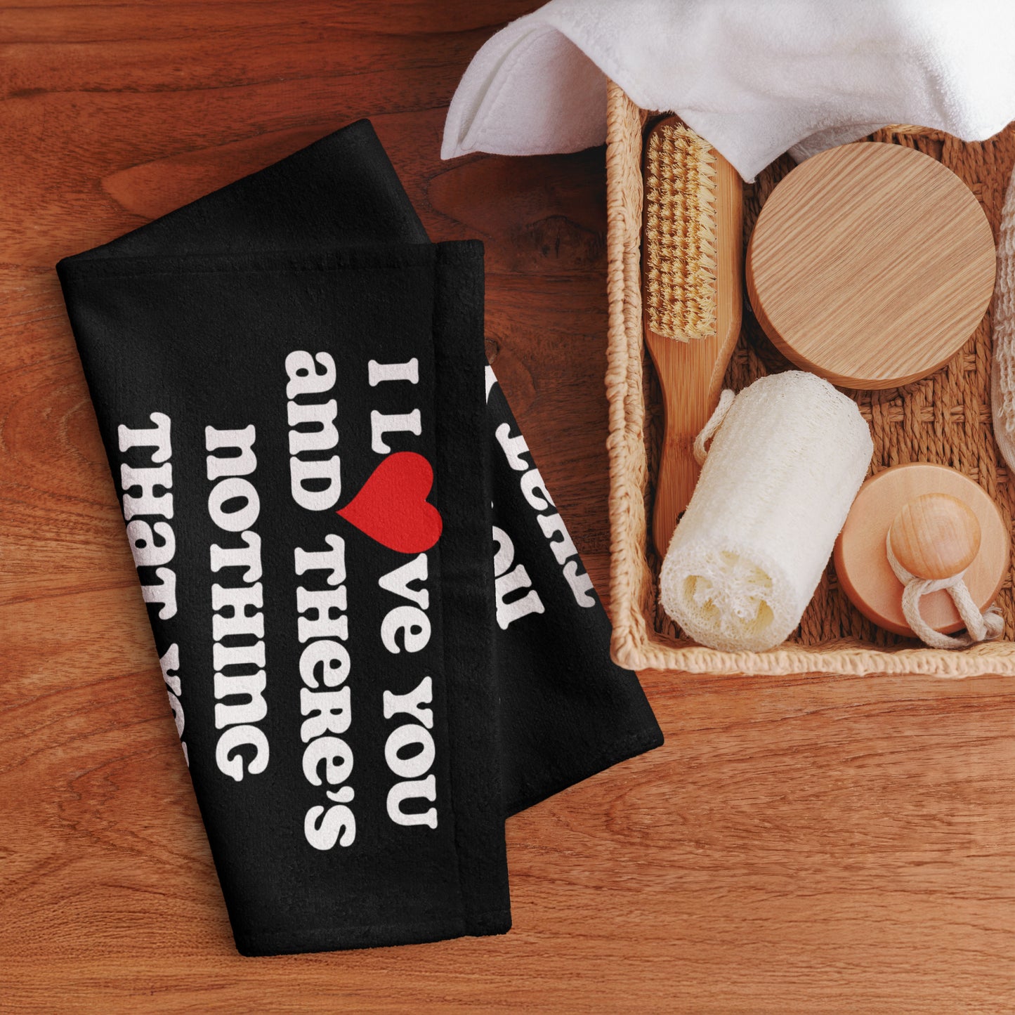 I Love You Terry Hand towel - black