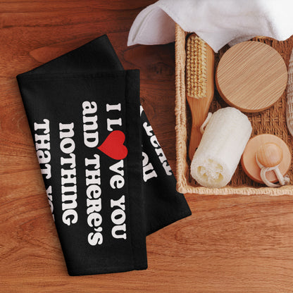 I Love You Terry Hand towel - black