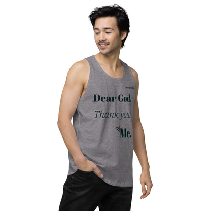 Dear God Men’s premium cotton tank top - Black print