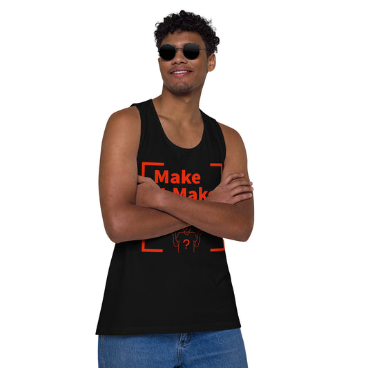 Make it Make Sense Men’s premium tank top - Red print