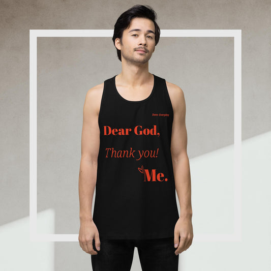 Dear God Men’s premium cotton tank top - Red Print