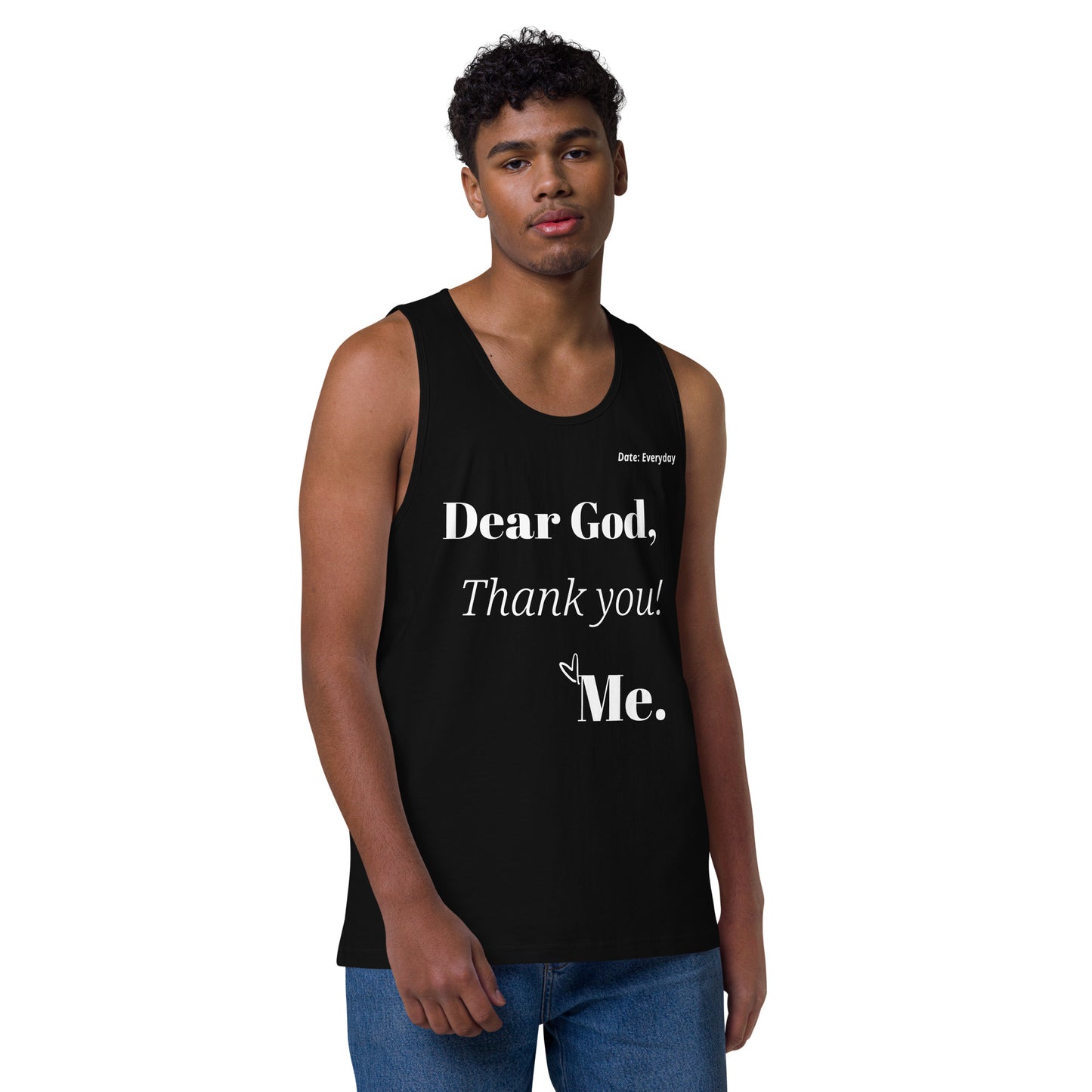 Dear God Men’s premium cotton tank top - White Print