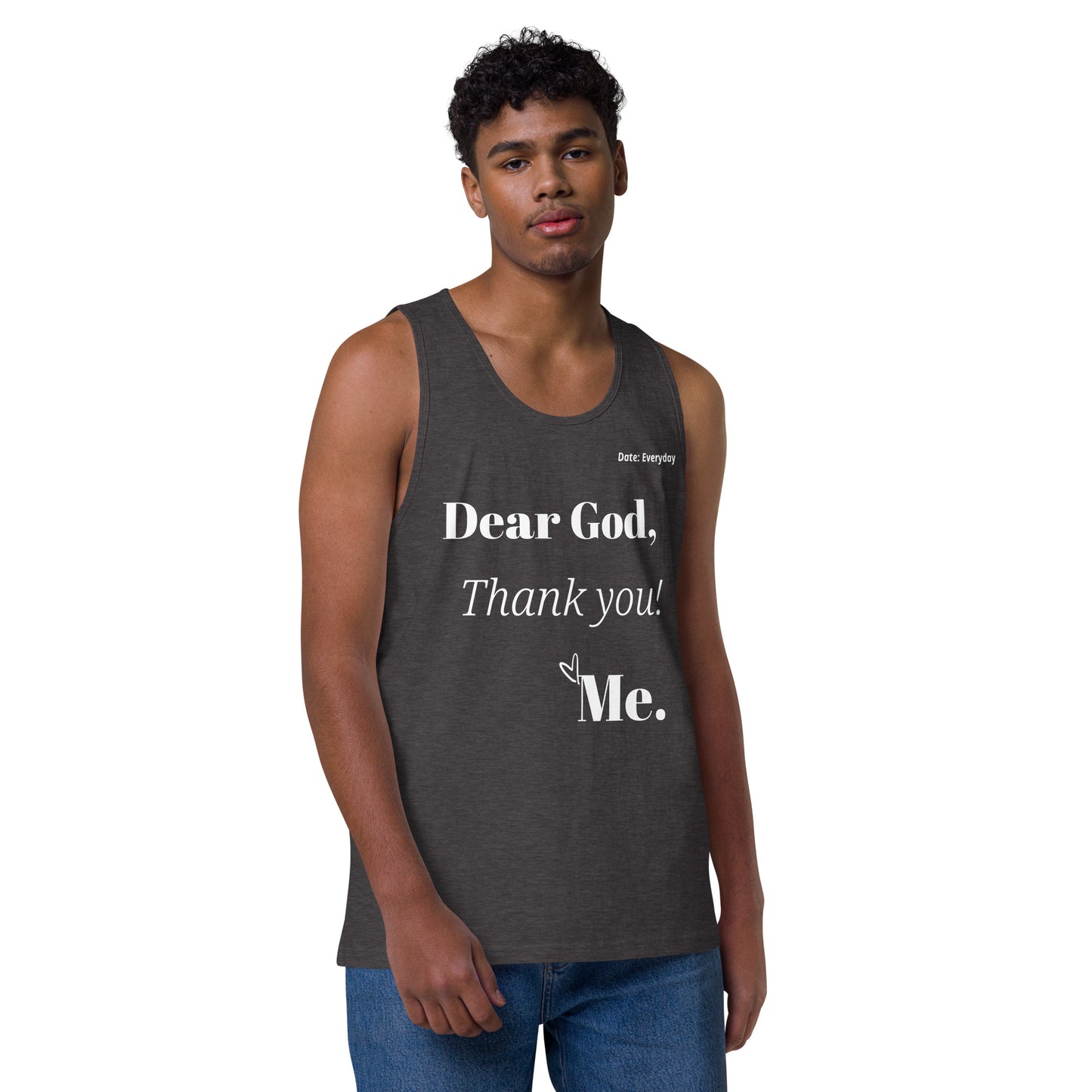 Dear God Men’s premium cotton tank top - White Print