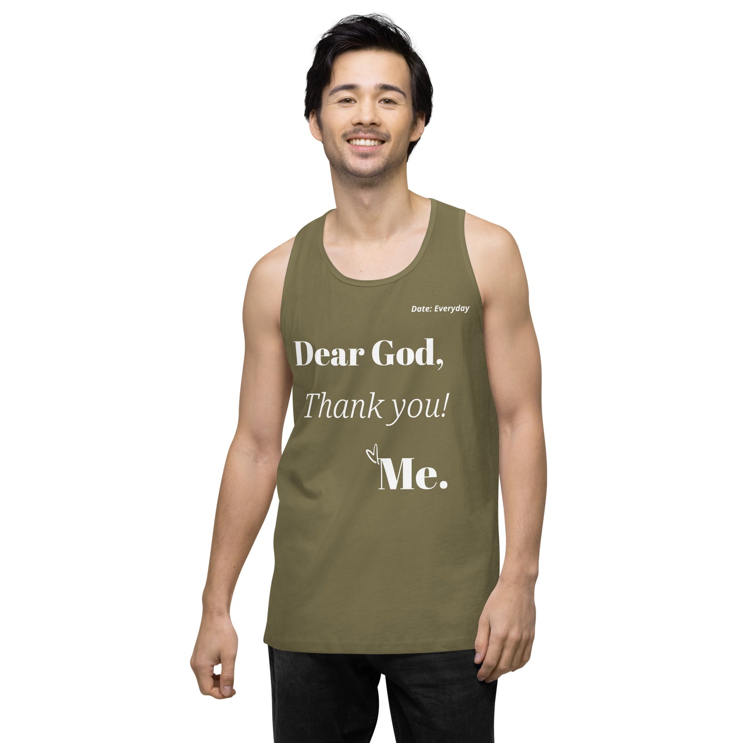 Dear God Men’s premium cotton tank top - White Print