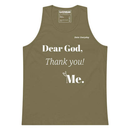 Dear God Men’s premium cotton tank top - White Print