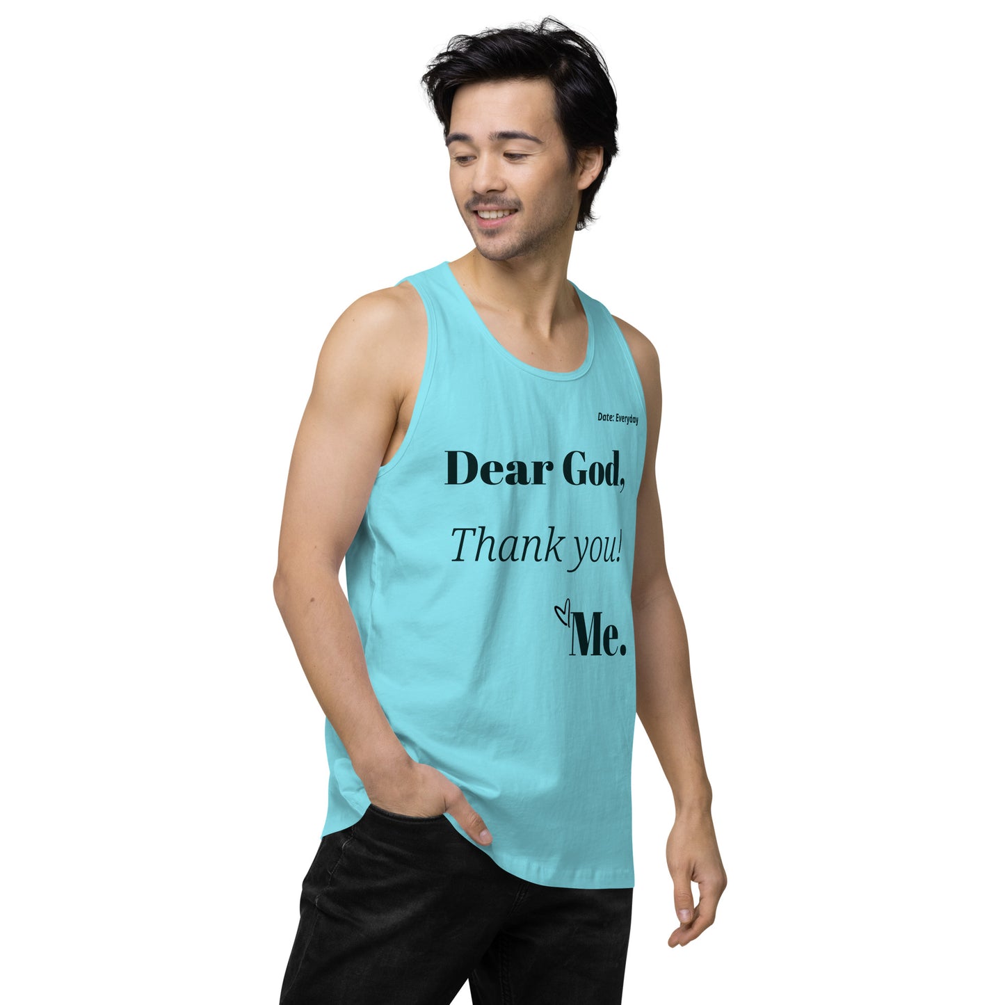 Dear God Men’s premium cotton tank top - Black print