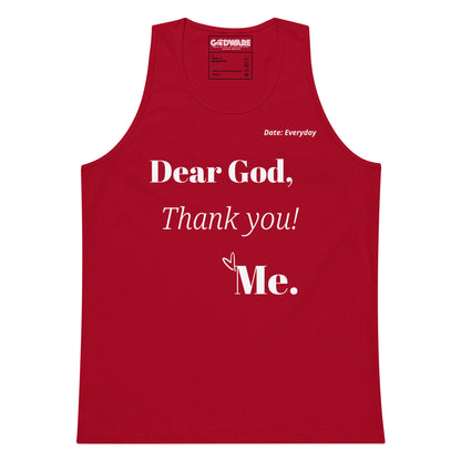 Dear God Men’s premium cotton tank top - White Print