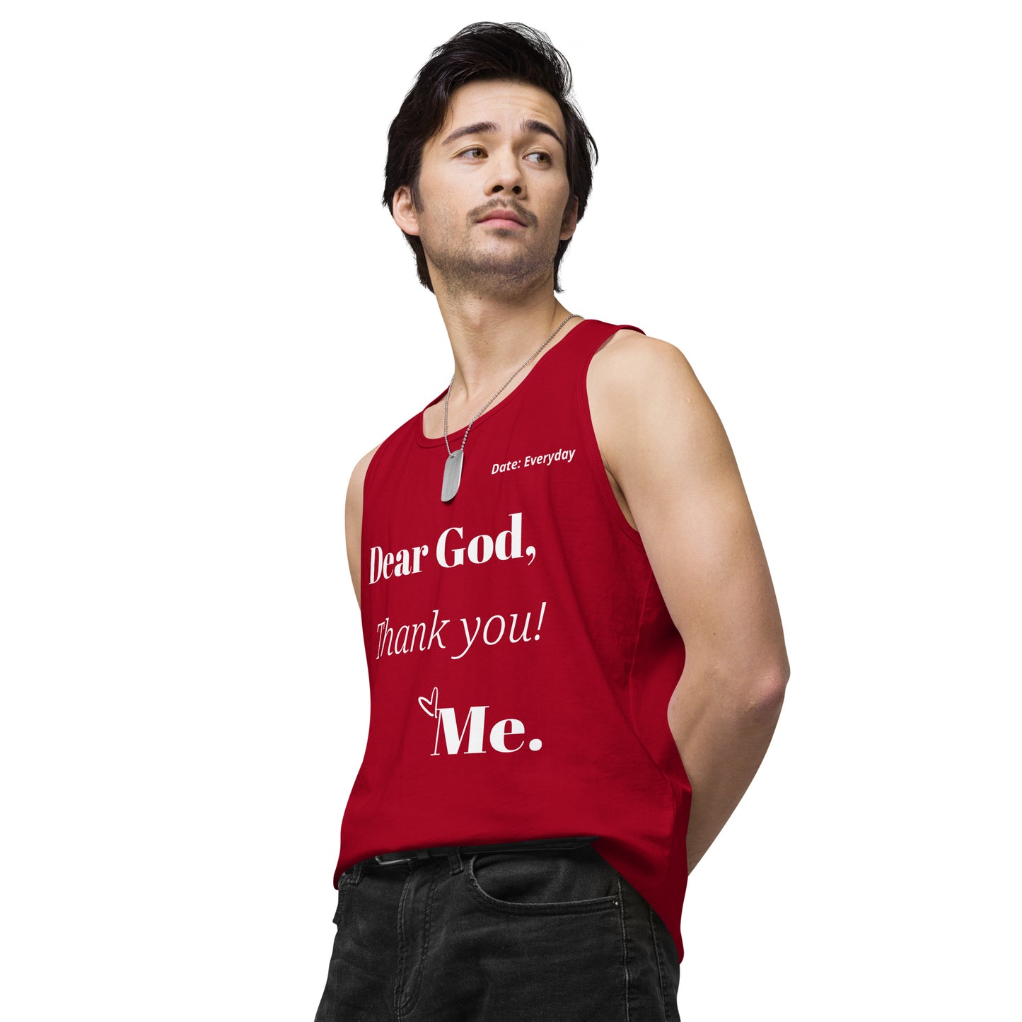 Dear God Men’s premium cotton tank top - White Print