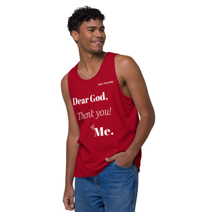 Dear God Men’s premium cotton tank top - White Print