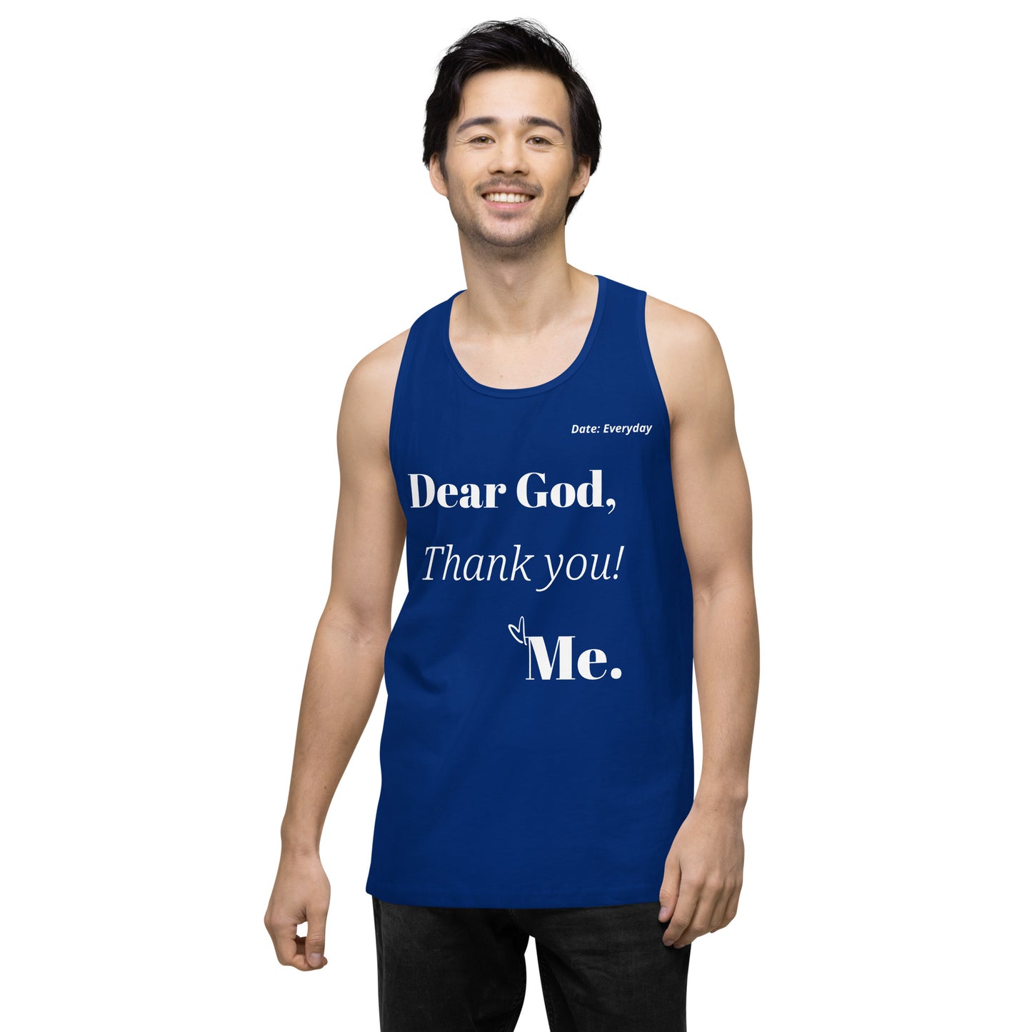 Dear God Men’s premium cotton tank top - White Print