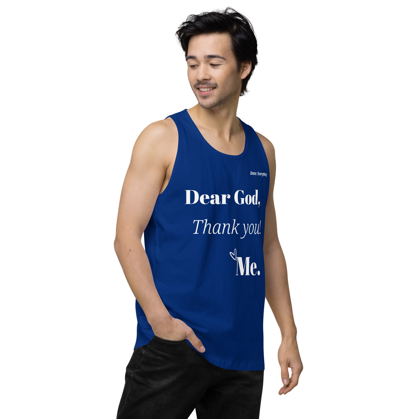 Dear God Men’s premium cotton tank top - White Print