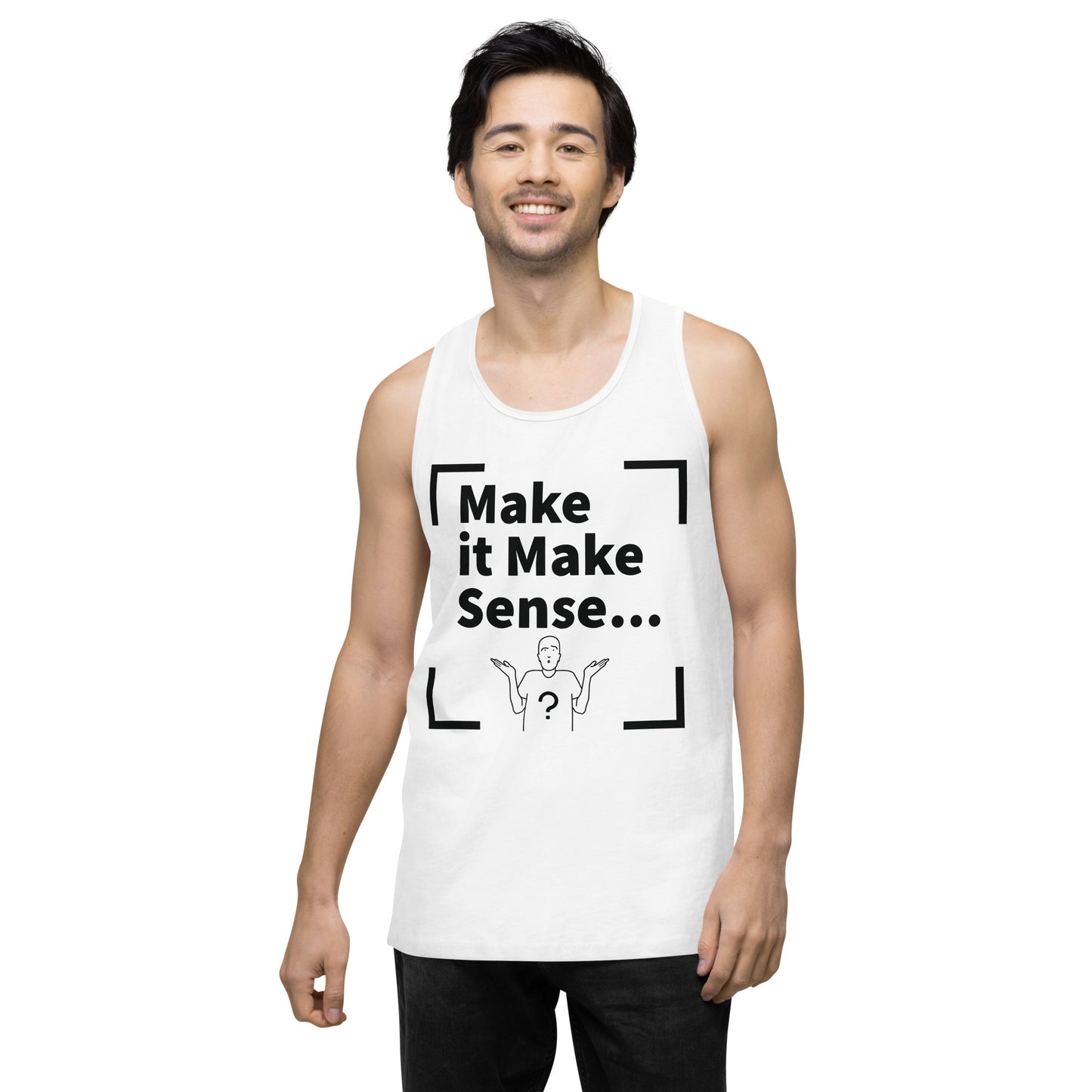 Make it Make Sense Men’s premium tank top - Black Print