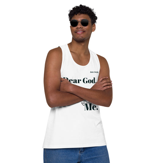 Dear God Thank You Love Me Men's Premium Cotton Tank Top - Black | Faith Muscle Tank