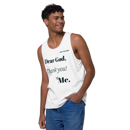 Dear God Men’s premium cotton tank top - Black print