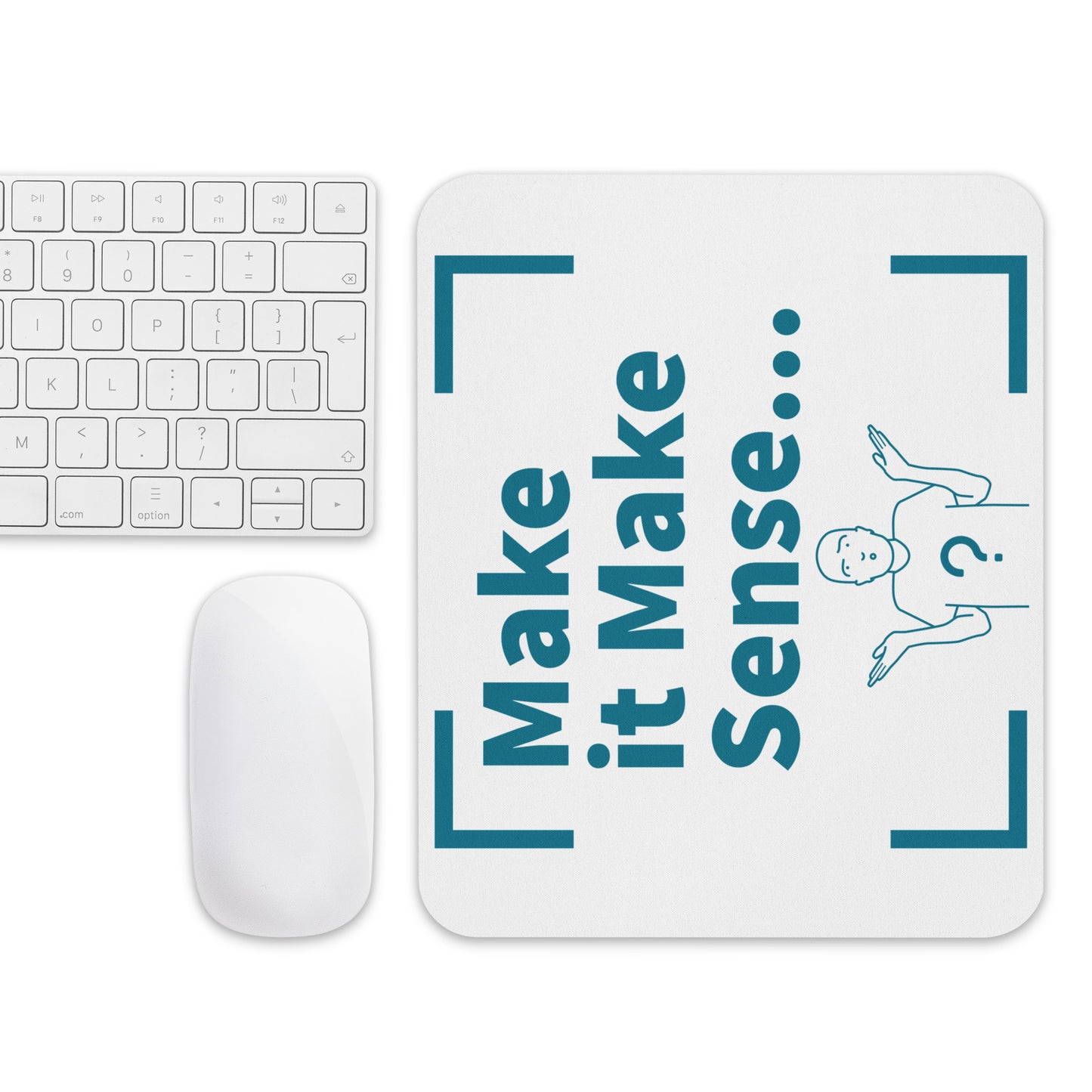 Make Sense Mouse pad - White/Teal