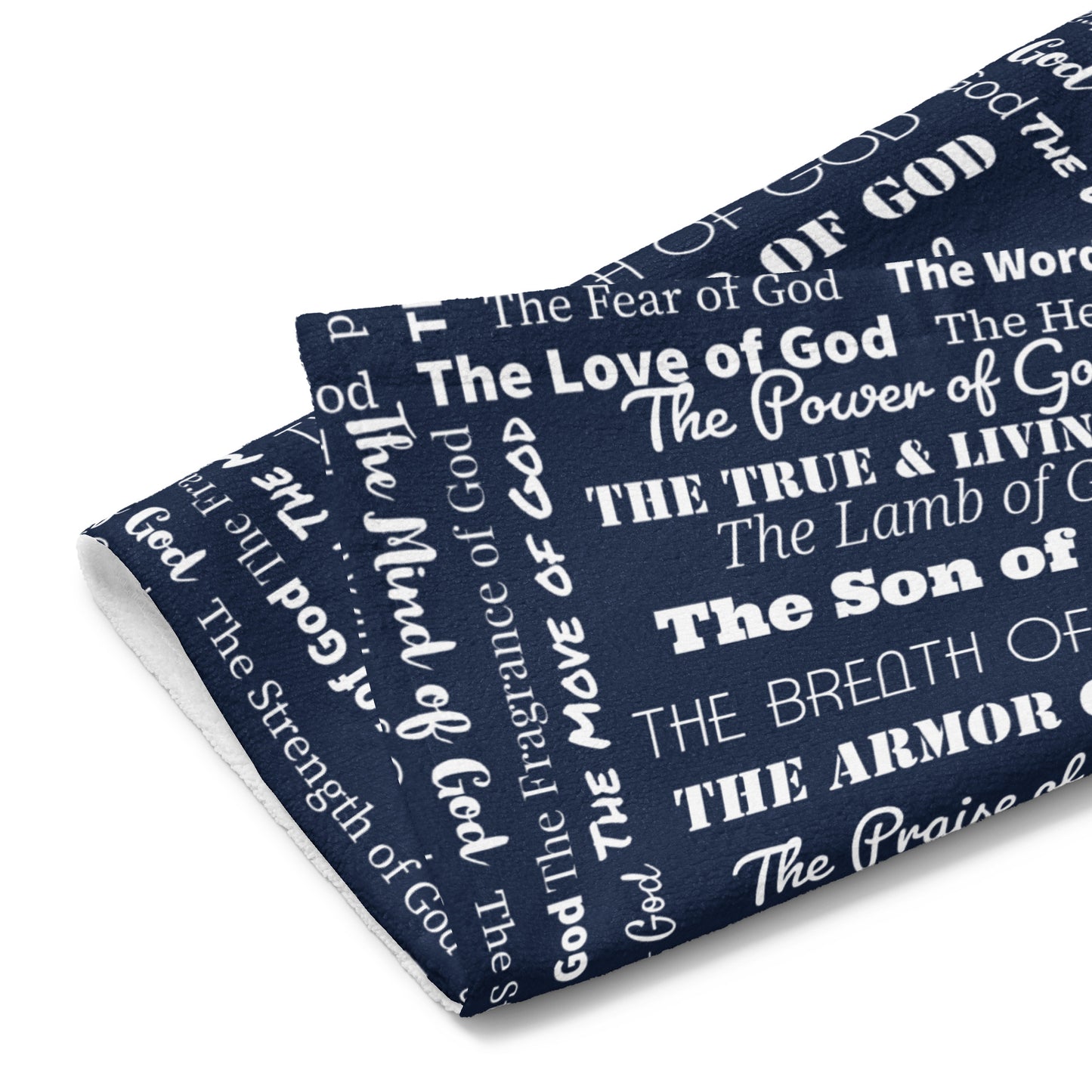 Attributes of God Hand towel - Navy/White