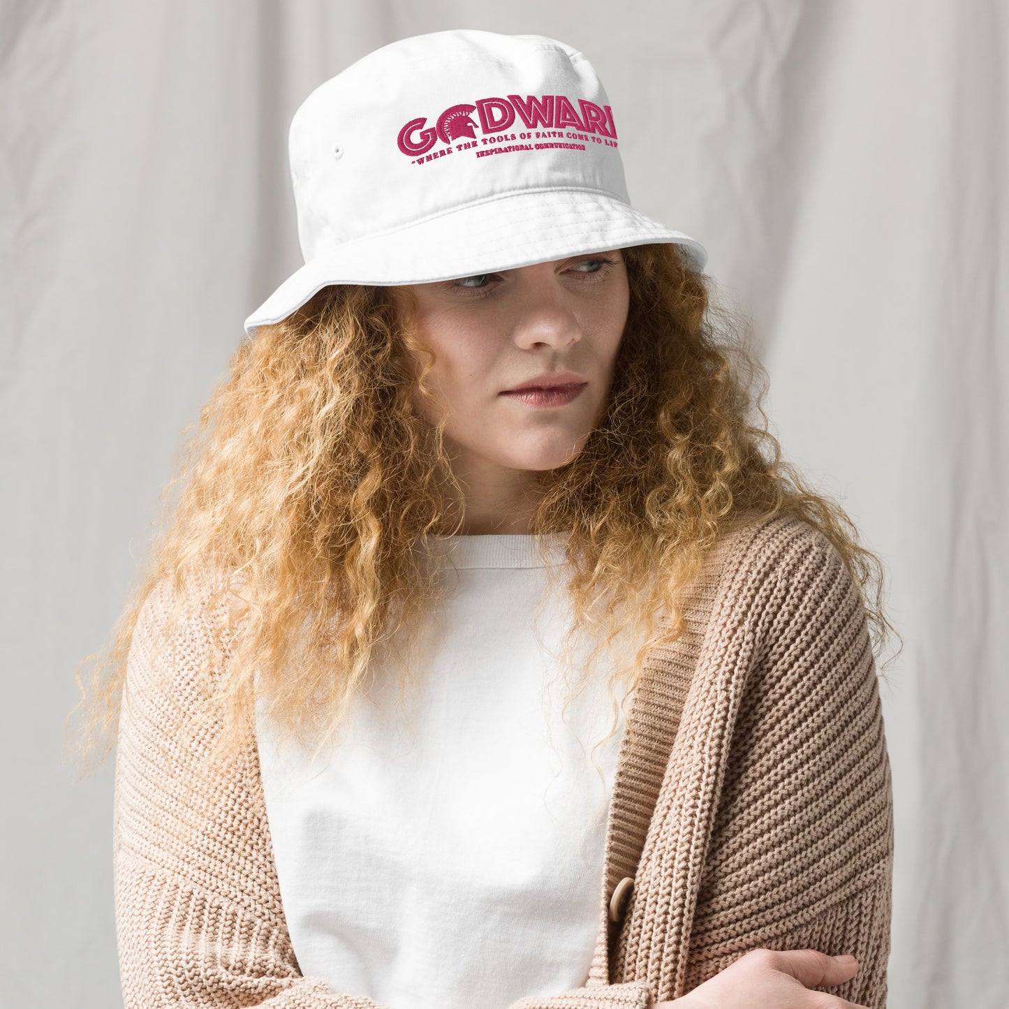 Brand Logo Organic bucket hat - berry print