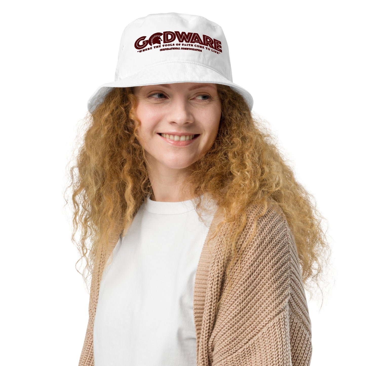 Brand Logo Organic bucket hat - wine print