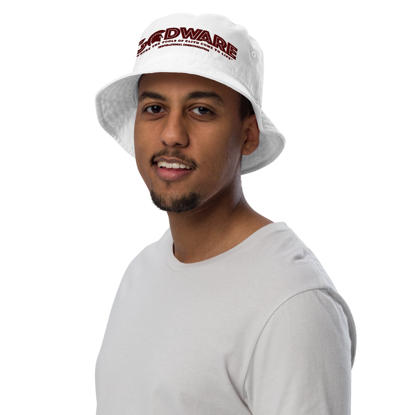 Brand Logo Organic bucket hat - wine print