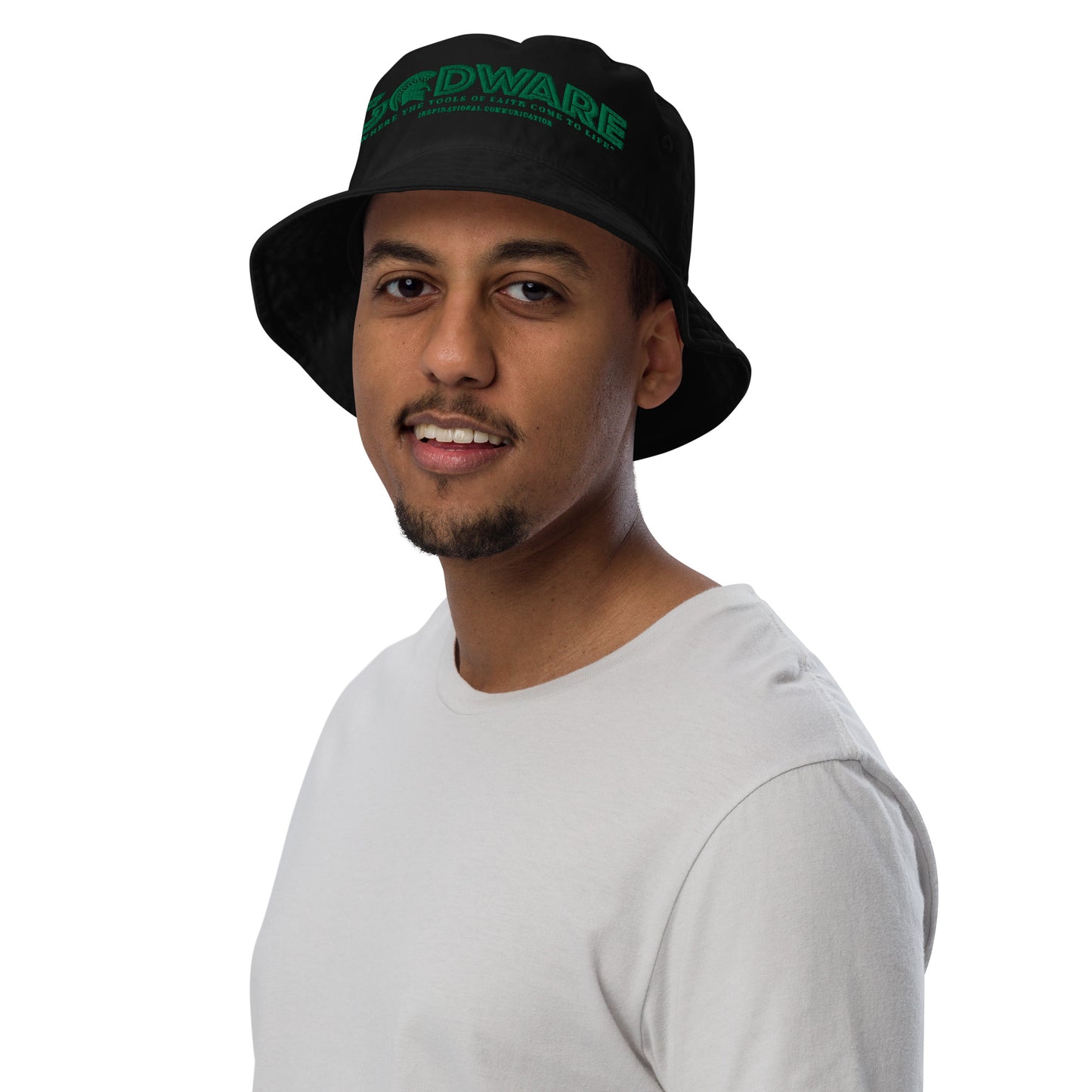 Brand  Logo Organic bucket hat - Green print