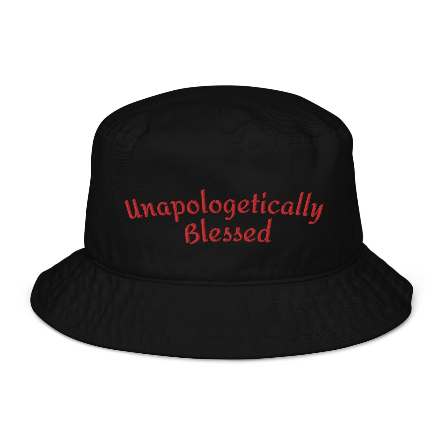 Unapologetically Blessed Organic bucket hat - Red print