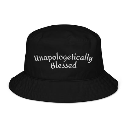 Unapologetically Blessed Organic bucket hat - Black/White Print