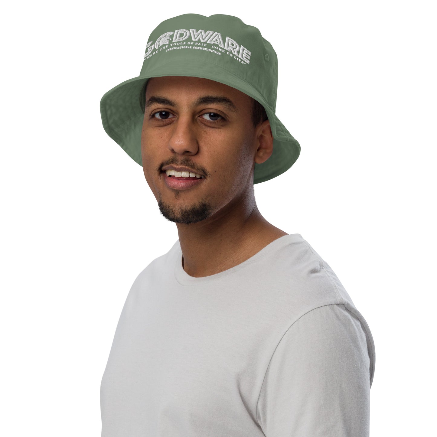 Brand Logo Organic bucket hat - White print