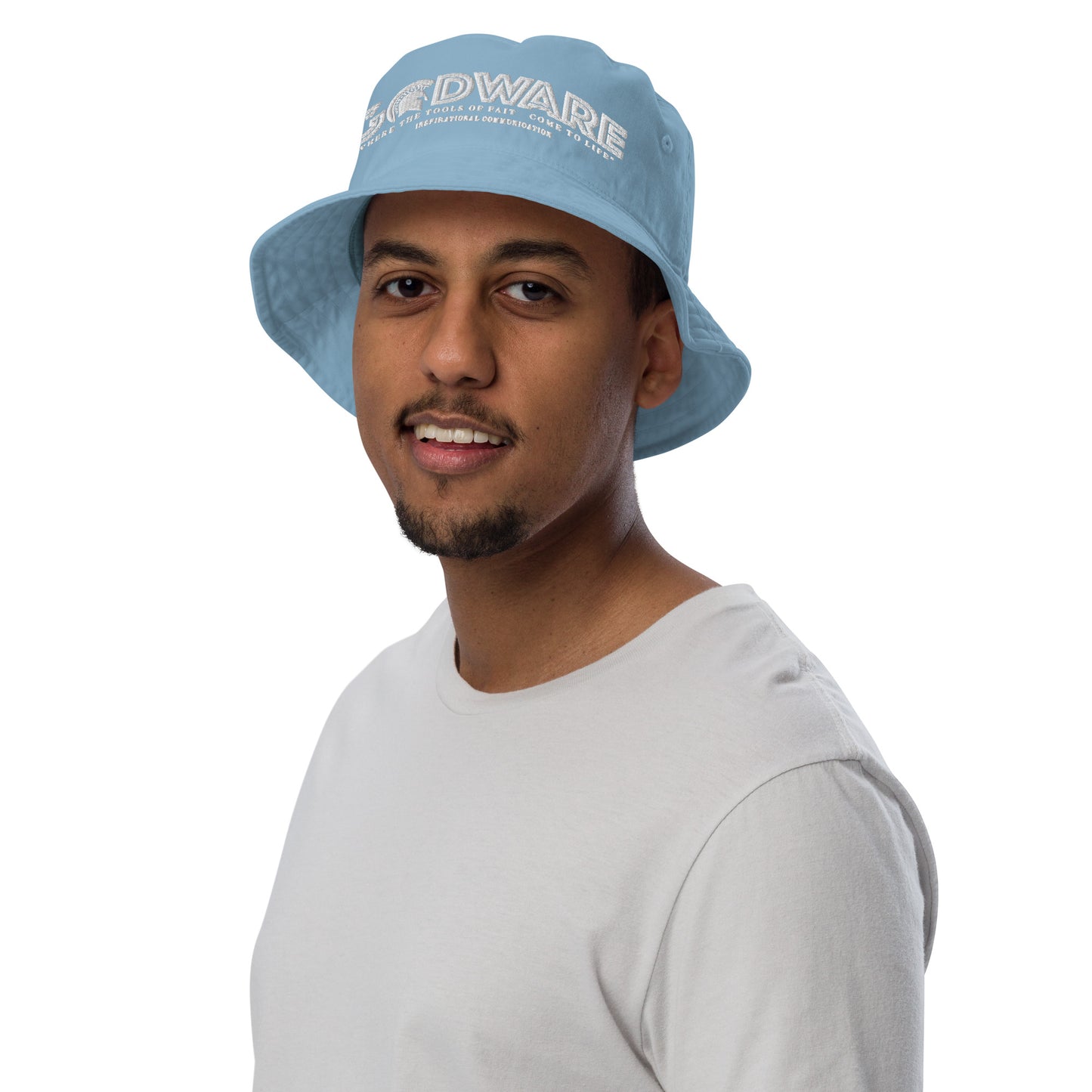 Brand Logo Organic bucket hat - White print