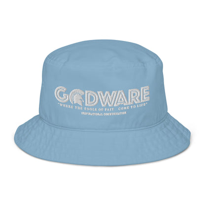 Brand Logo Organic bucket hat - White print