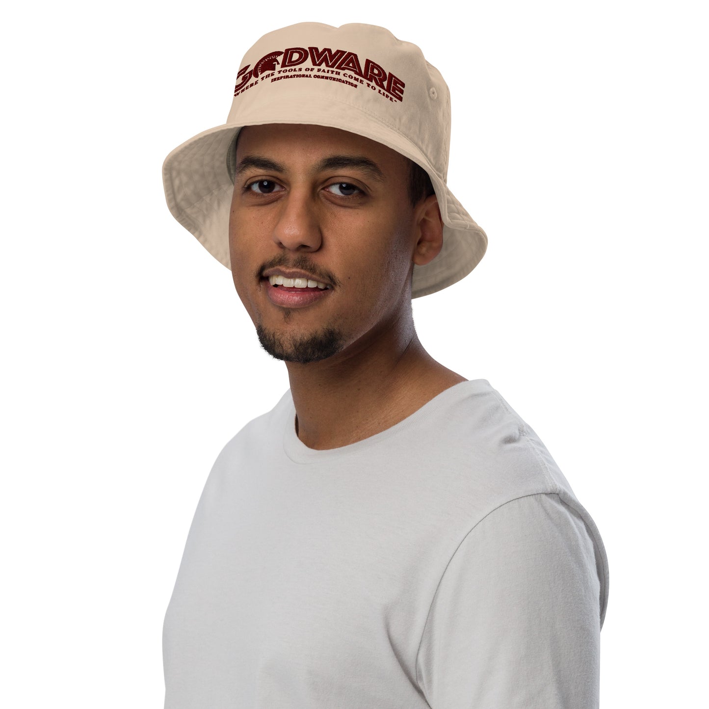 Brand Logo Organic bucket hat - wine print