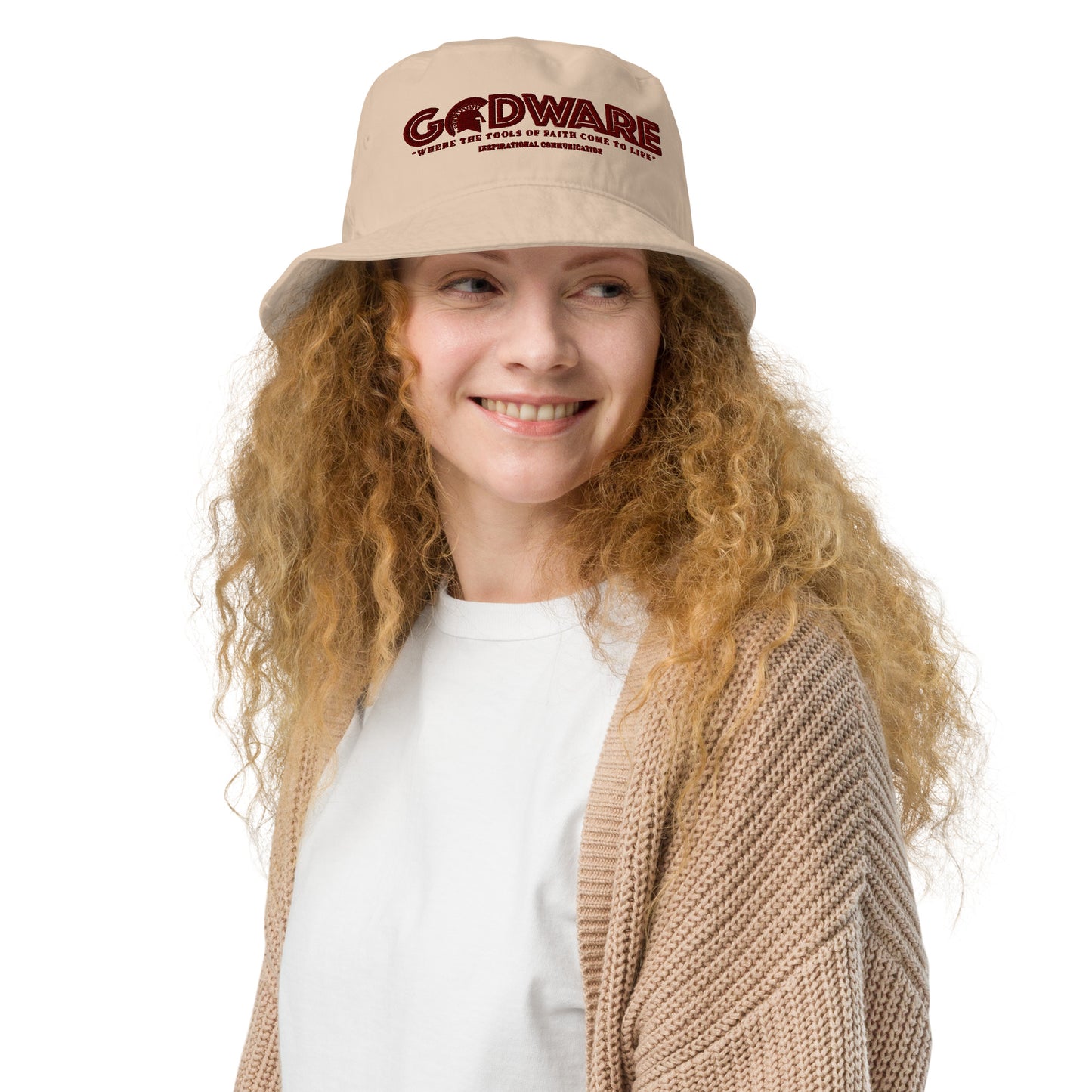 Brand Logo Organic bucket hat - wine print