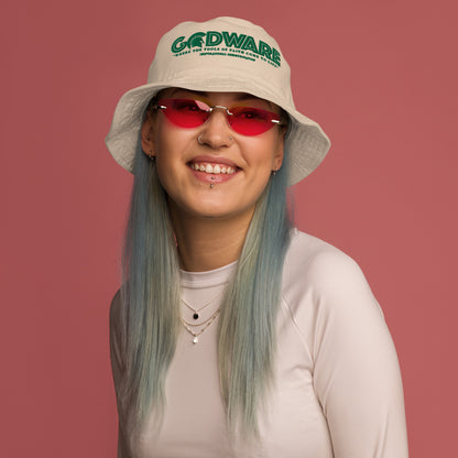 Brand  Logo Organic bucket hat - Green print