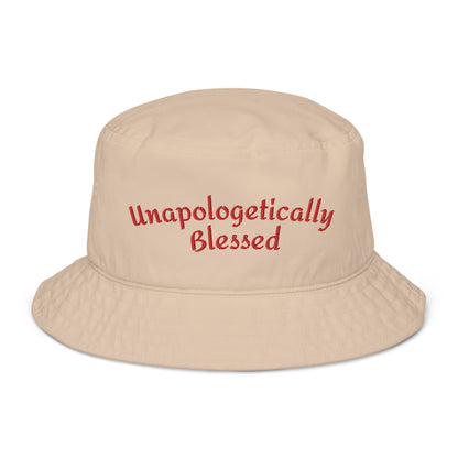 Unapologetically Blessed Organic bucket hat - Red print