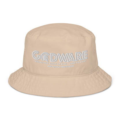 Brand Logo Organic bucket hat - White print