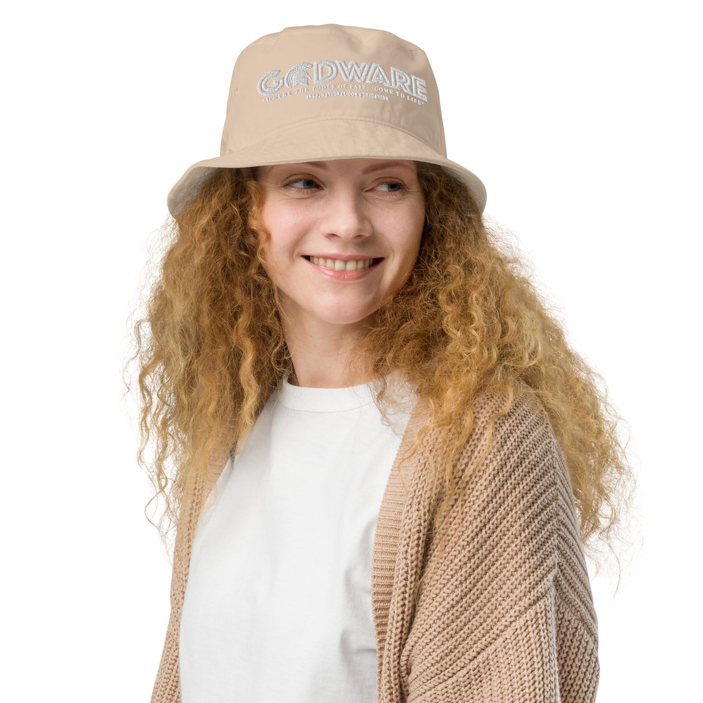 Brand Logo Organic bucket hat - White print