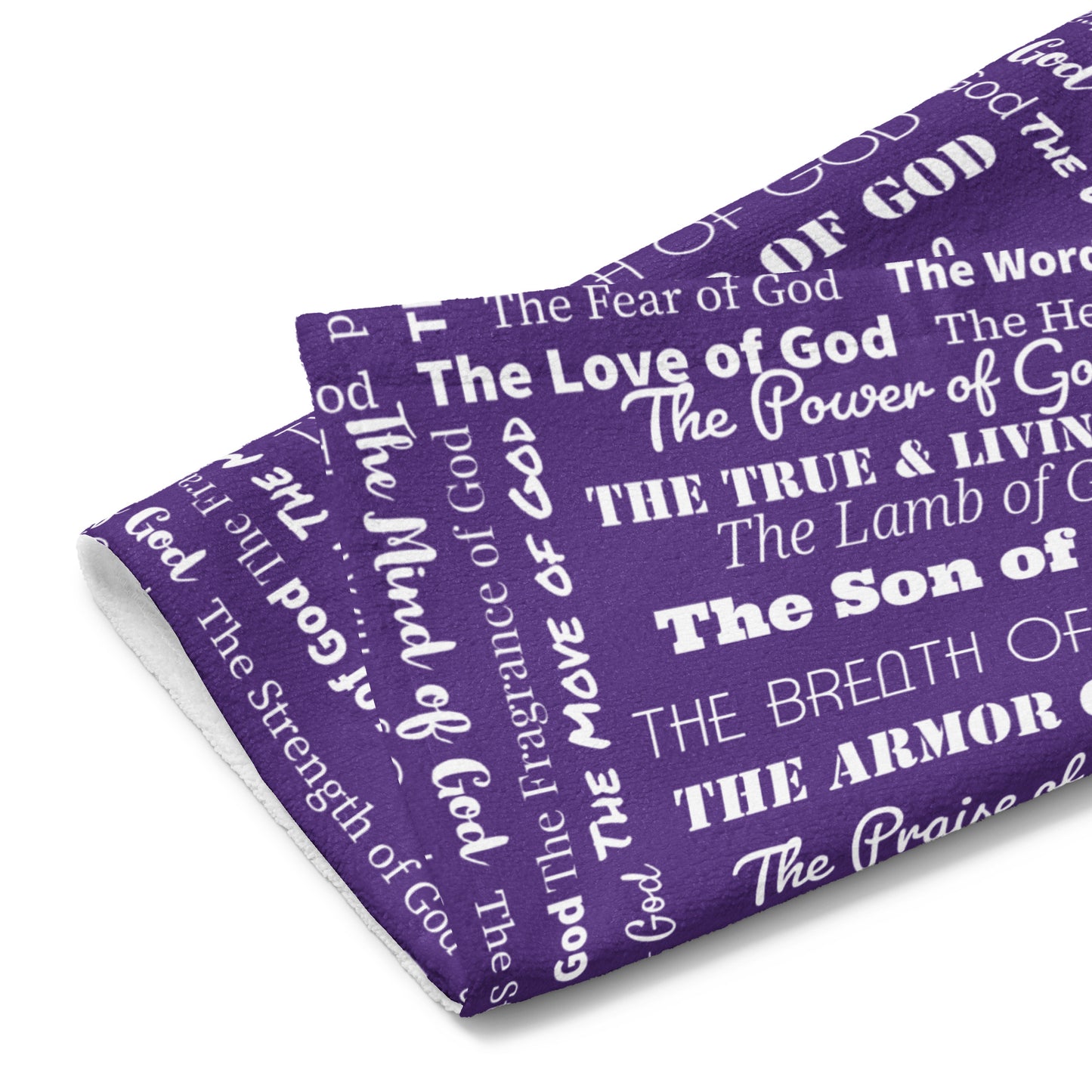 Attributes of God Hand towel - Purple/White