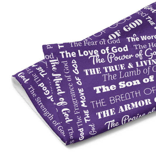 Attributes of God Hand towel - Purple/White