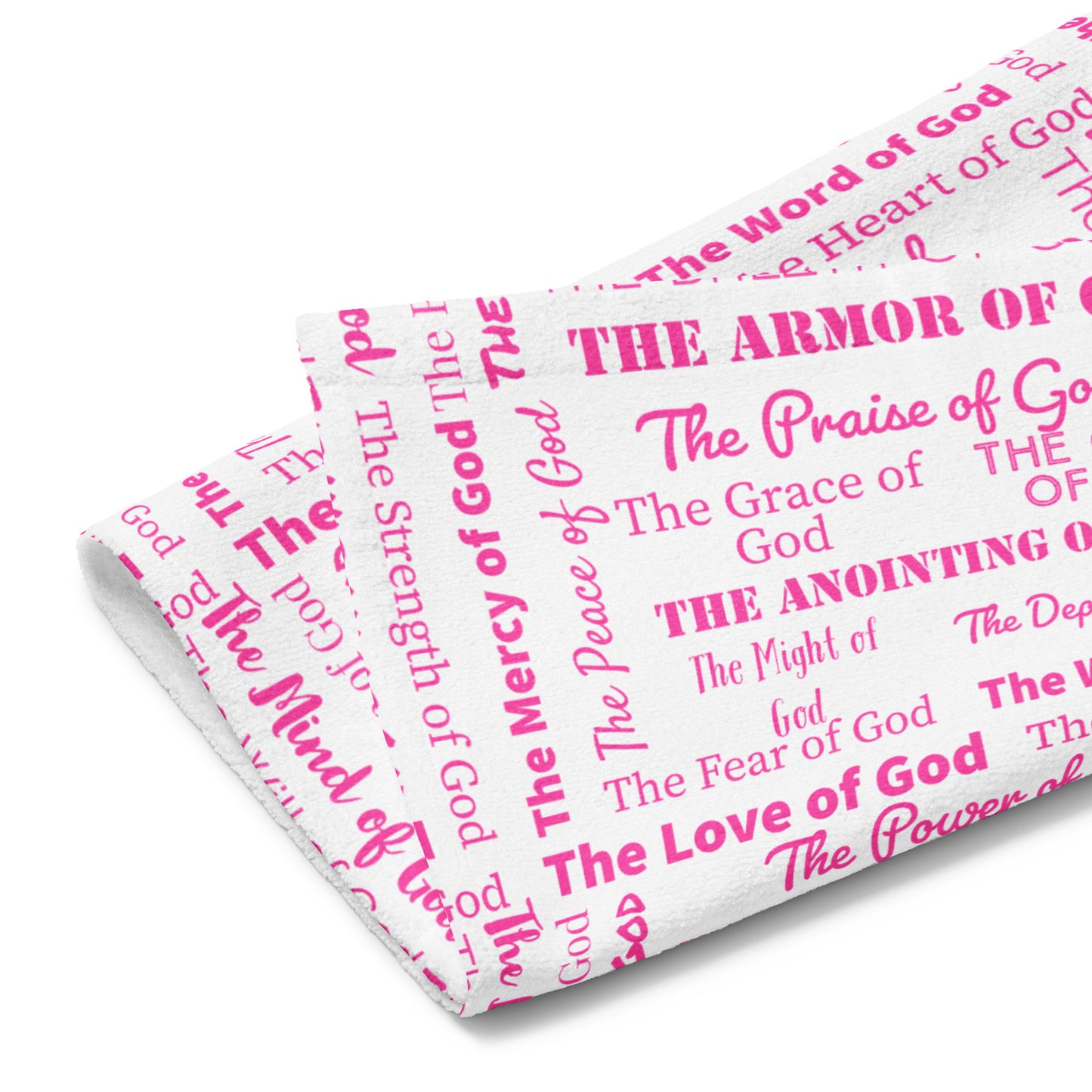 Attributes of God Terry Hand towel - pink print