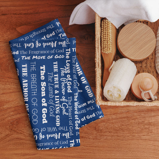 Attributes of God Hand towel - Royal/White